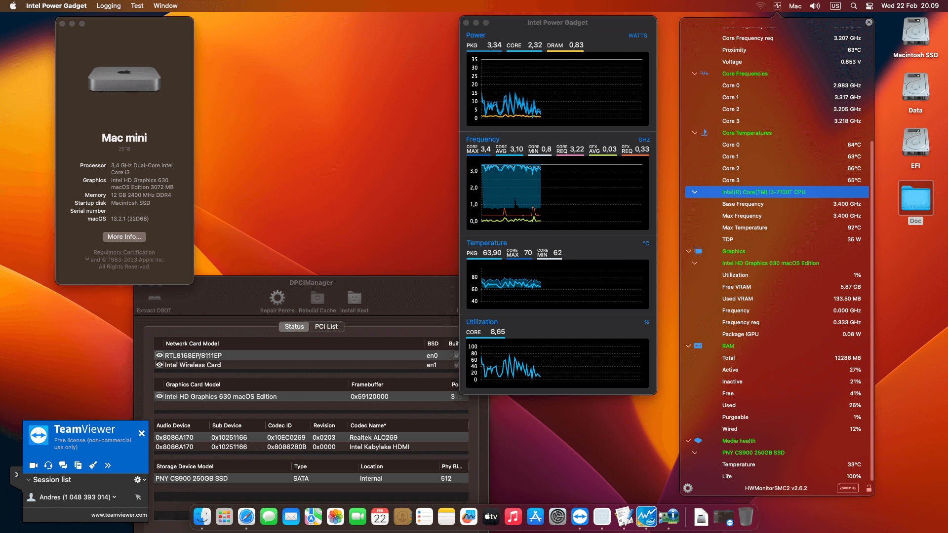 Success Hackintosh macOS Ventura 13.2.1 Build 22D68 in Acer Veriton Mini PC N4640G